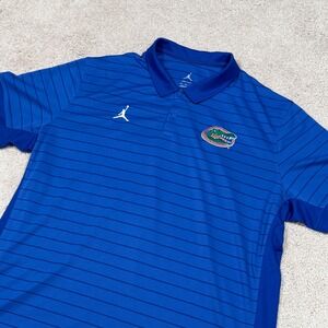 Jordan Florida Gators Mens XXL Blue Striped Dri-FIT Polo Shirt